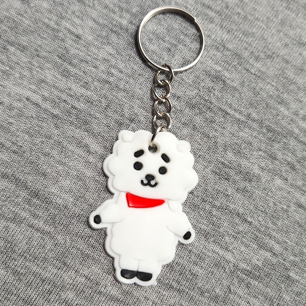 RARE‼️ BTS K-Pop Band BT21 RJ Alpaca Rubber Plastic Bag Charm Keychain Accessory